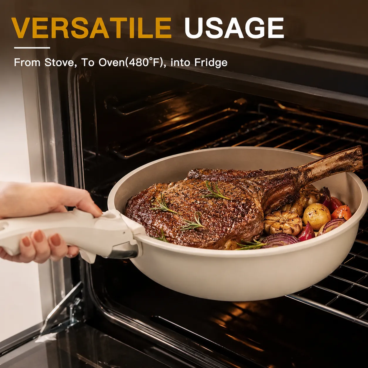 Astercook 21 Piece Removable Handle Cookware Set | Cream White