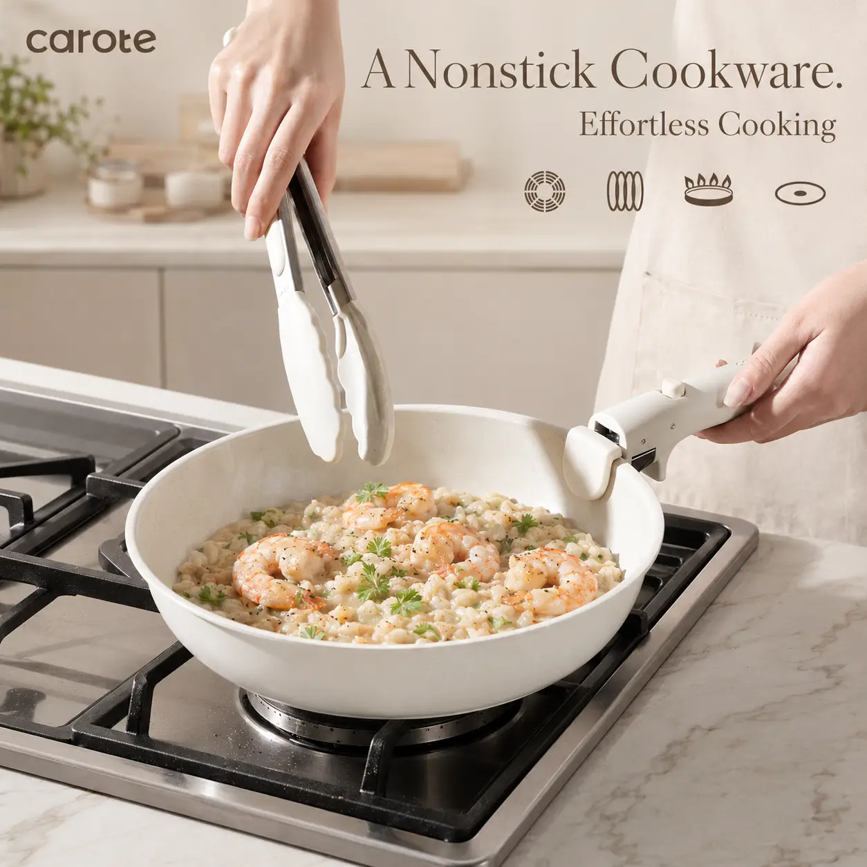 CAROTE 19-Piece Cookware Set with Removable Handles