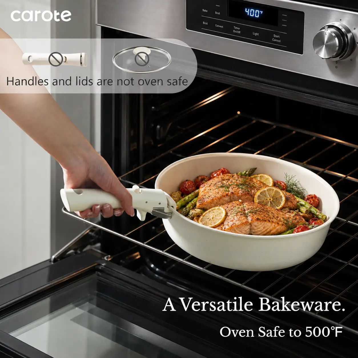 CAROTE 19-Piece Cookware Set with Removable Handles