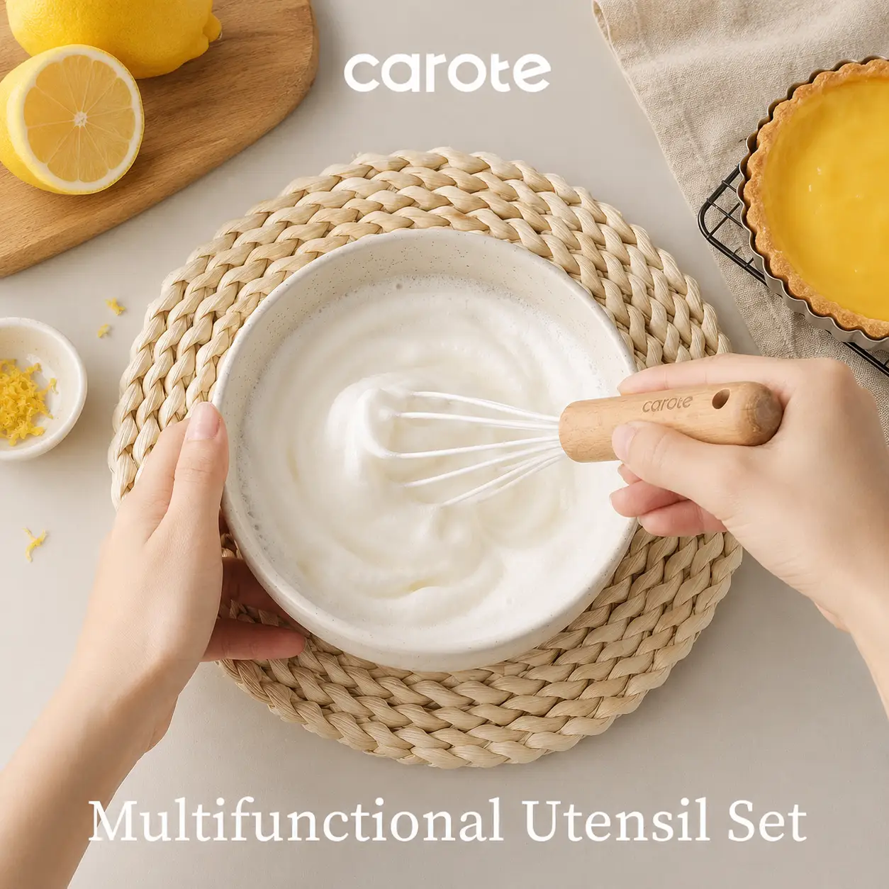CAROTE 10-Piece Silicone Utensil Set With Wooden Handles