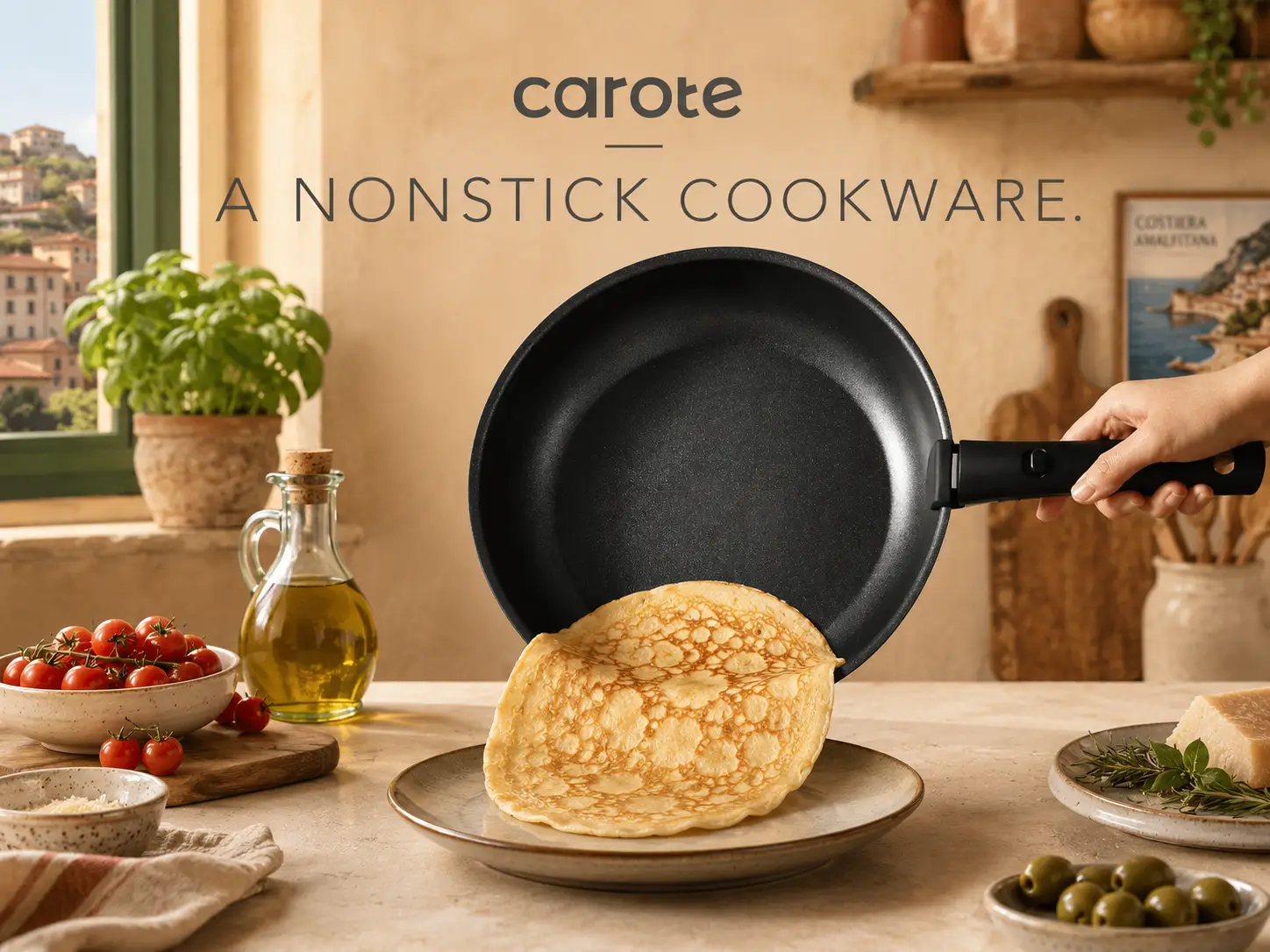 CAROTE 19-Piece Jet Black Cookware Set With Removable Handles