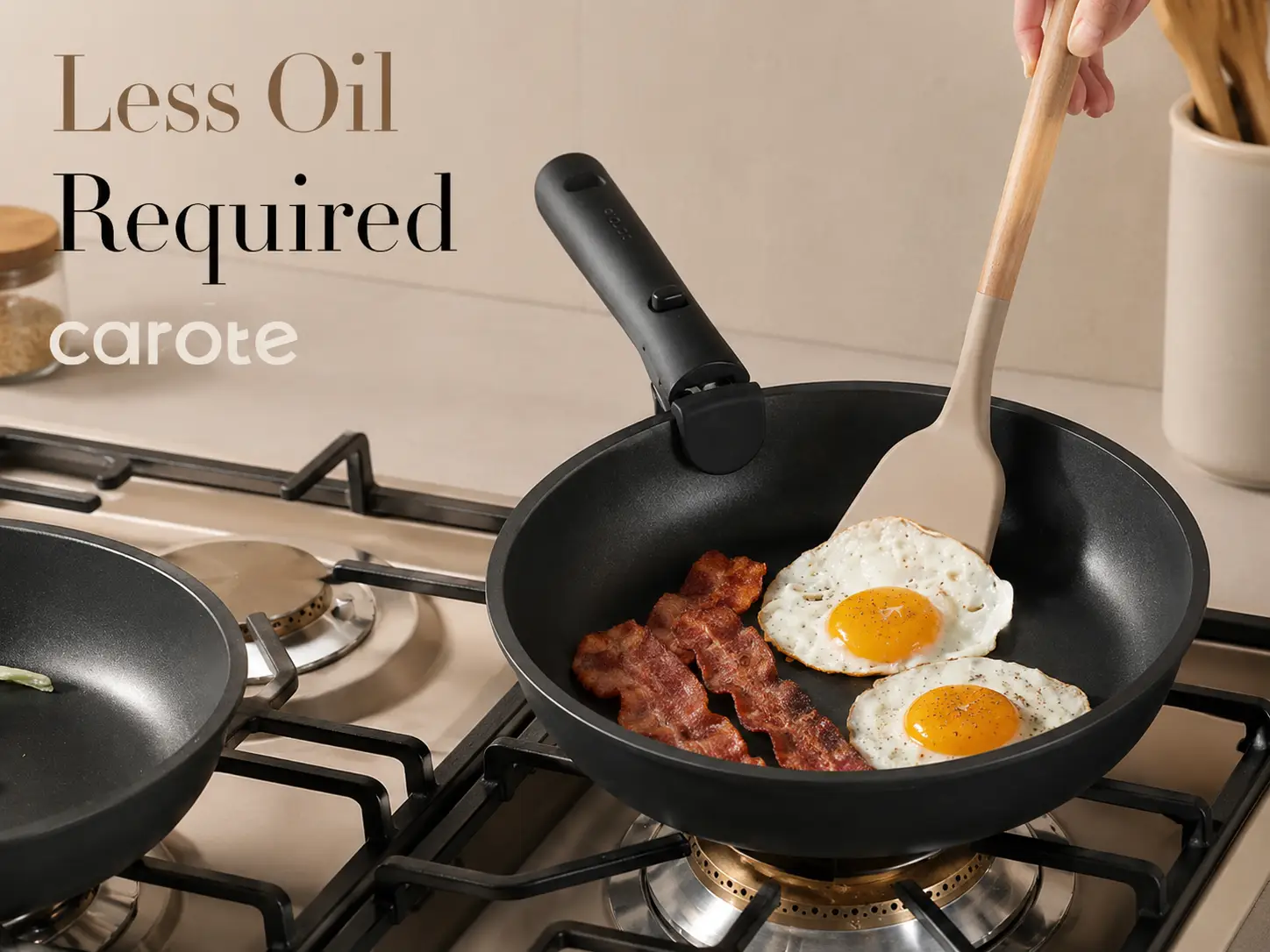 CAROTE 19-Piece Jet Black Cookware Set With Removable Handles