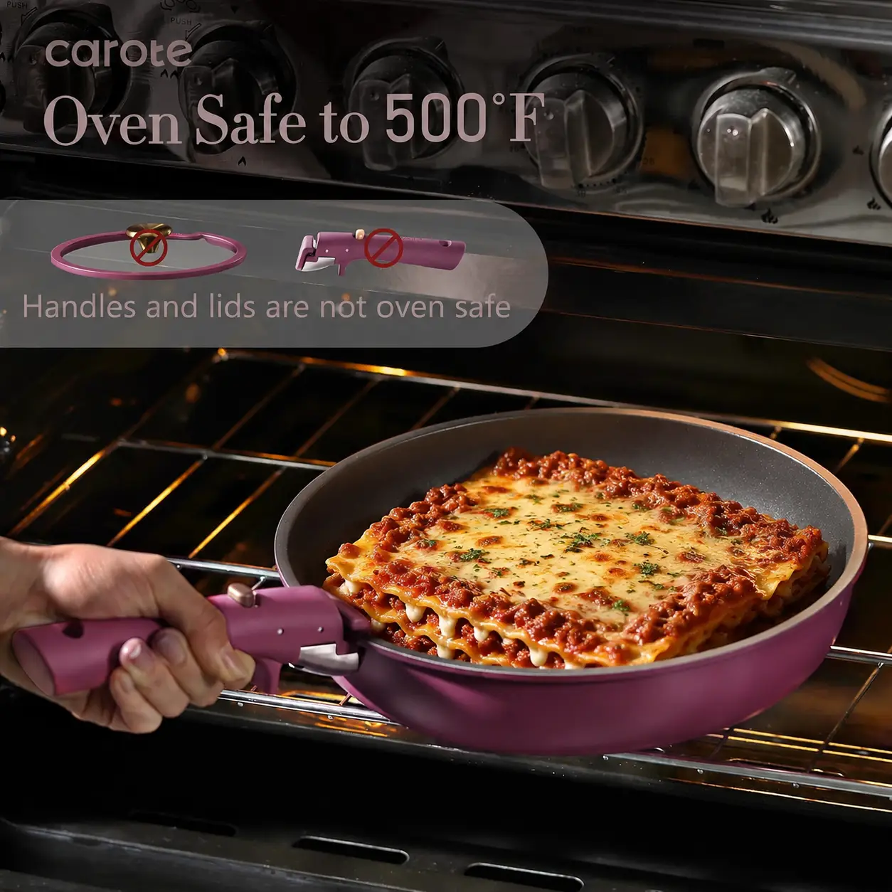 CAROTE 21-Piece Gold Ultra Violet Cookware Set