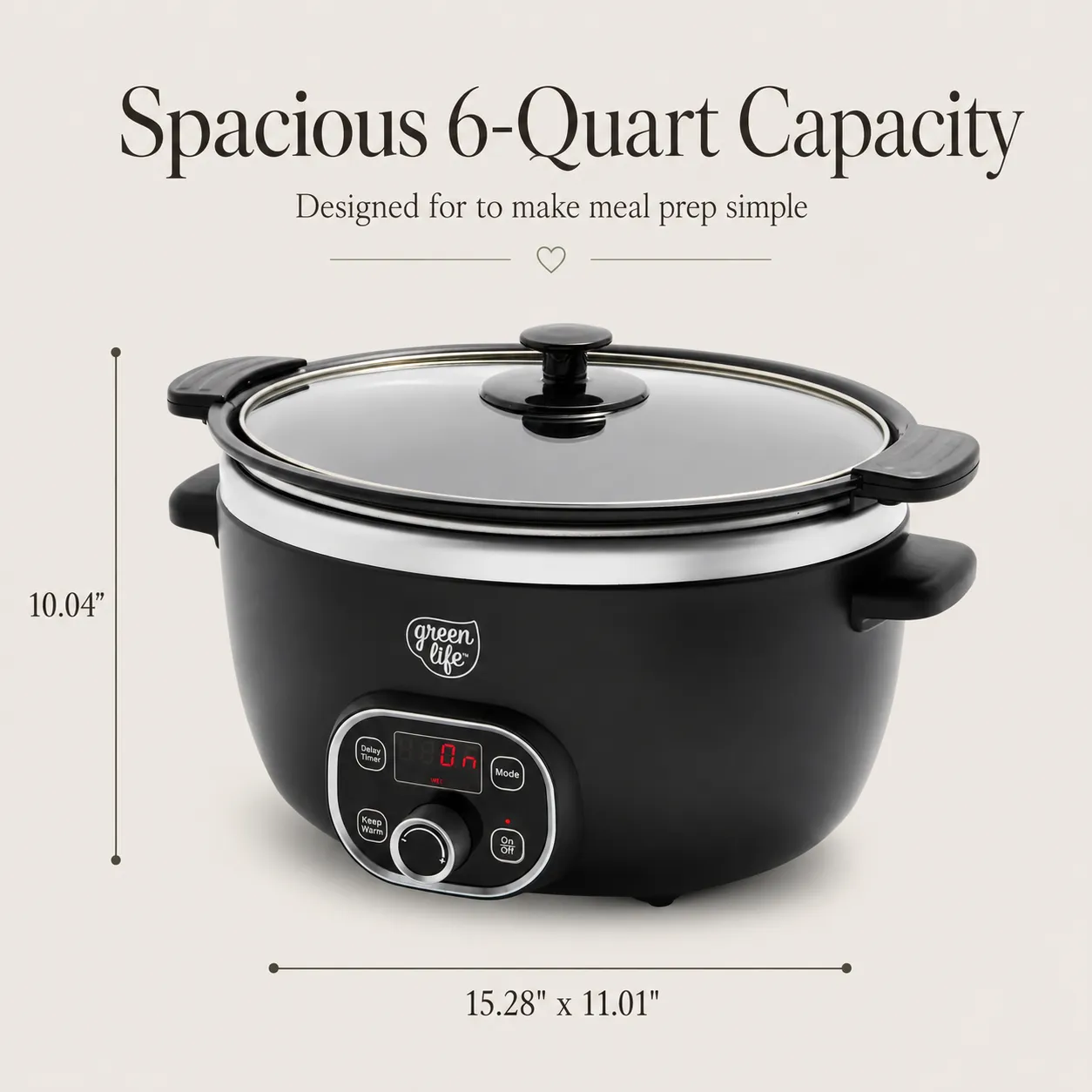 GreenLife Healthy Cook 6-Quart Slow Cooker, Black Ceramic Nonstick