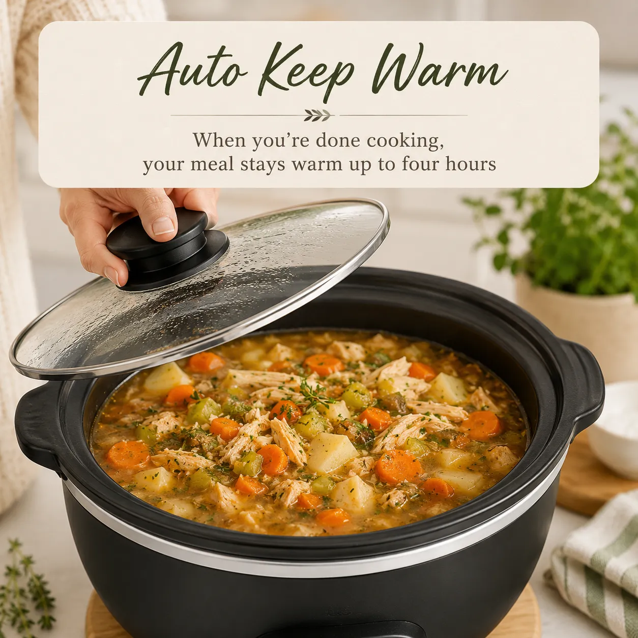 GreenLife Healthy Cook 6-Quart Slow Cooker, Black Ceramic Nonstick