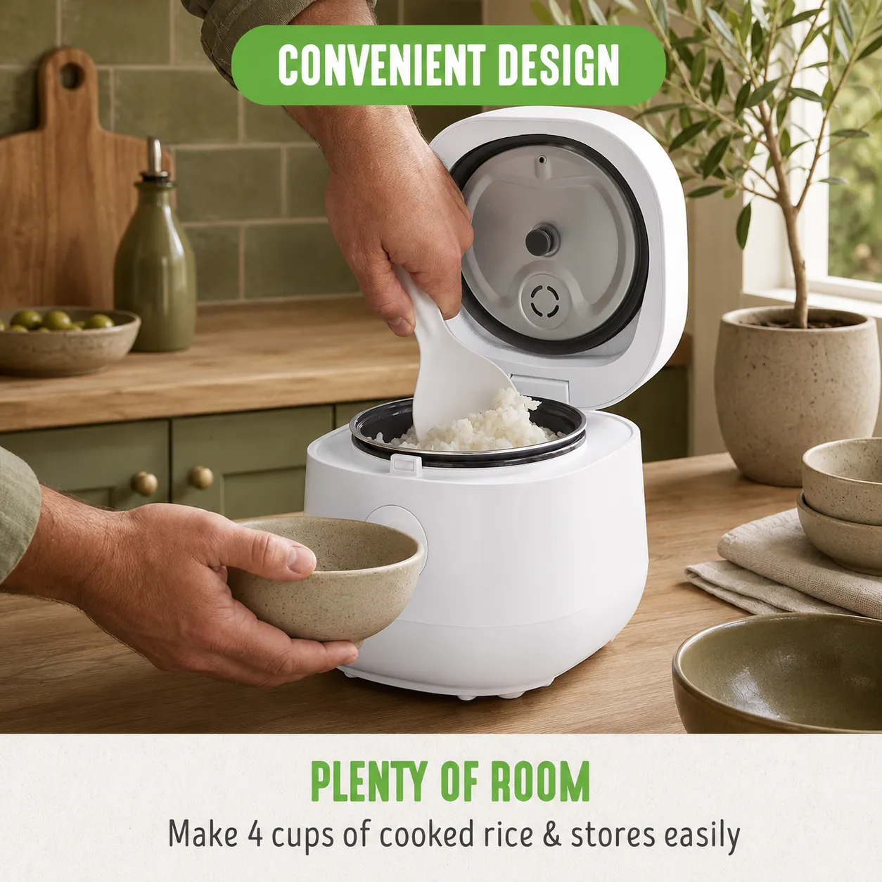 GreenLife Digital Rice & Beans Cooker, 4-Cup White Ceramic Pot