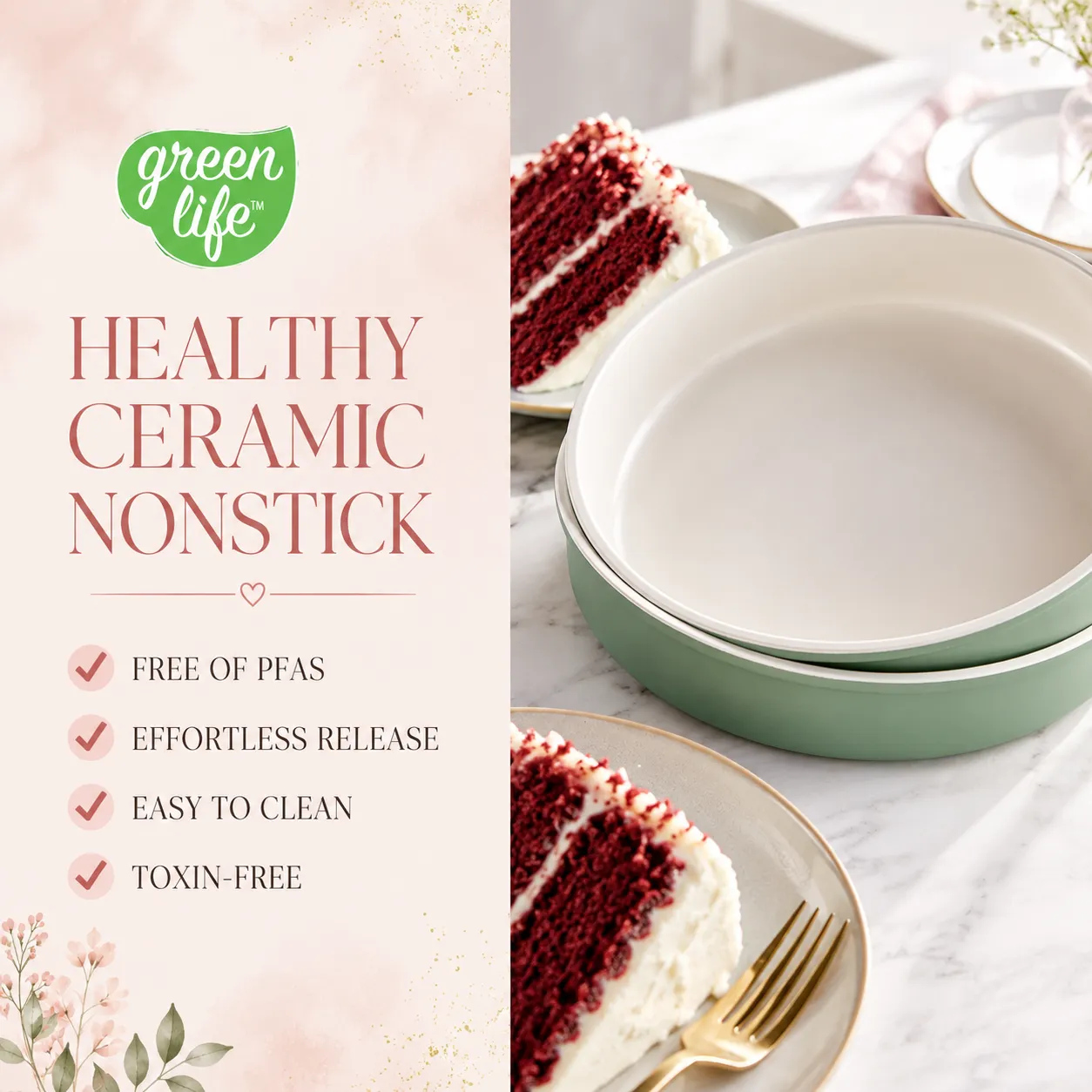GreenLife 6 Piece Ceramic Nonstick Bakeware Set in Sage Green