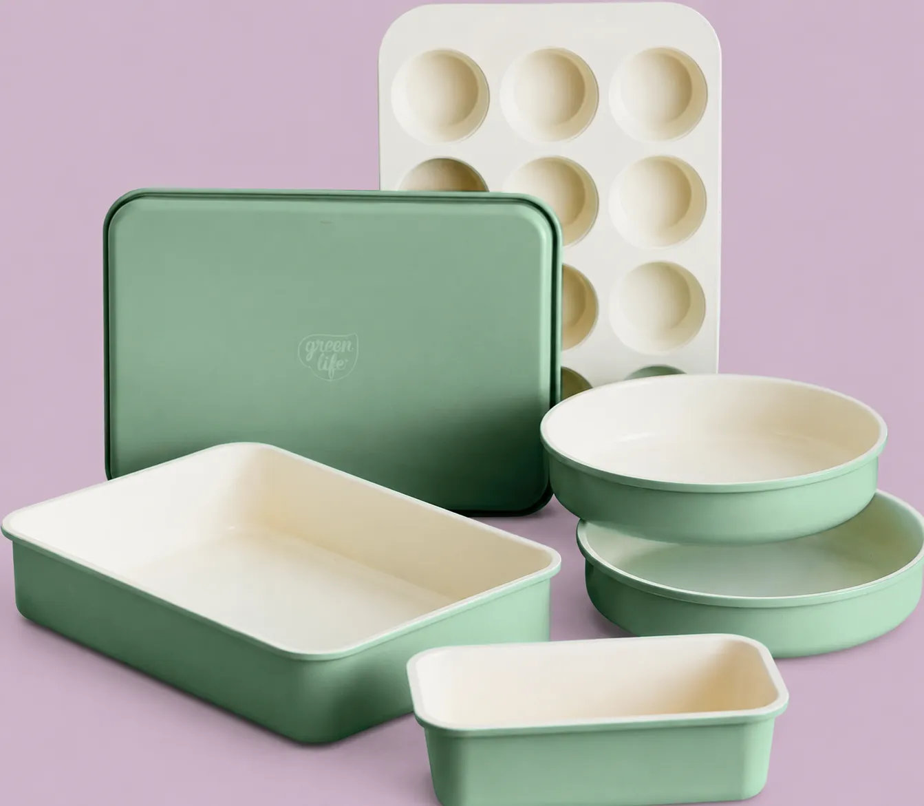 GreenLife 6 Piece Ceramic Nonstick Bakeware Set in Sage Green