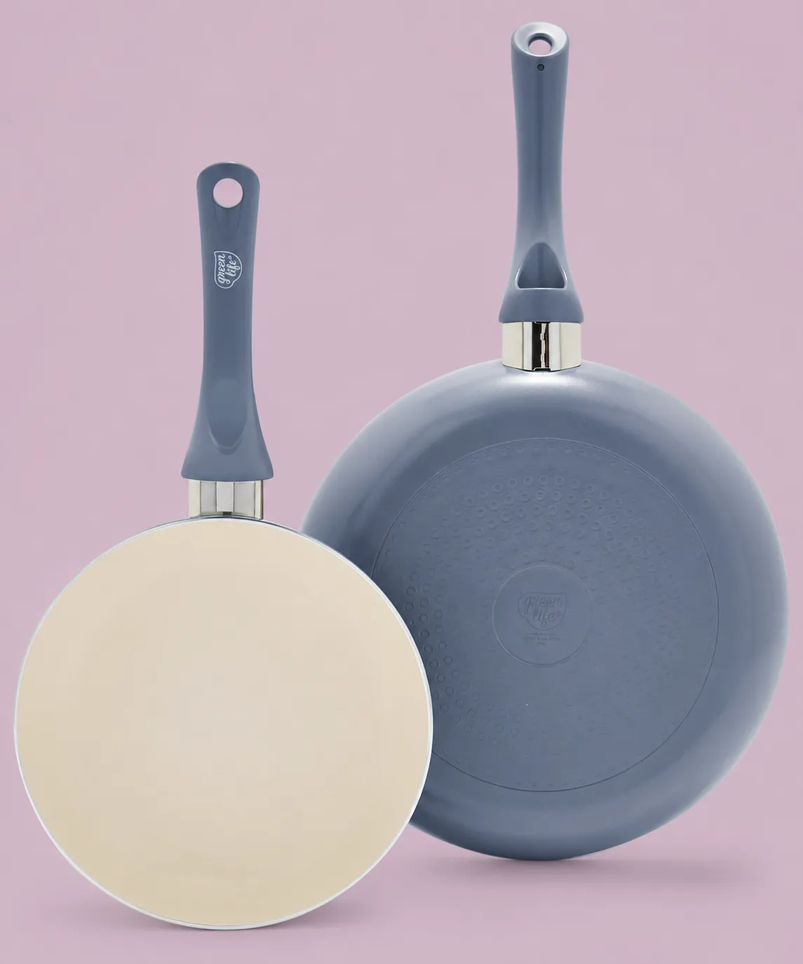 GreenLife Bloom 2 Piece Nonstick Frying Pan Set, Slate Blue 8" and 10"